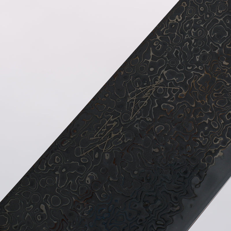 Seisuke SG2 Black Damascus Migaki Finished Santoku 180mm Ebony Wood Handle - Japannywholesale