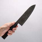 Seisuke SG2 Black Damascus Migaki Finished Santoku 180mm Ebony Wood Handle - Japannywholesale