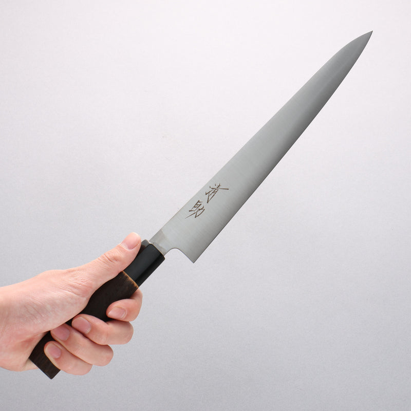 Seisuke Swedish Steel-stn Sujihiki 270mm Burned Chestnuts Handle - Japannywholesale