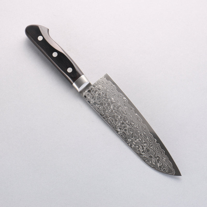 Seisuke Kagami AUS10 Mirrored Finish Damascus Santoku 170mm Black Pakka wood Handle - Japannywholesale