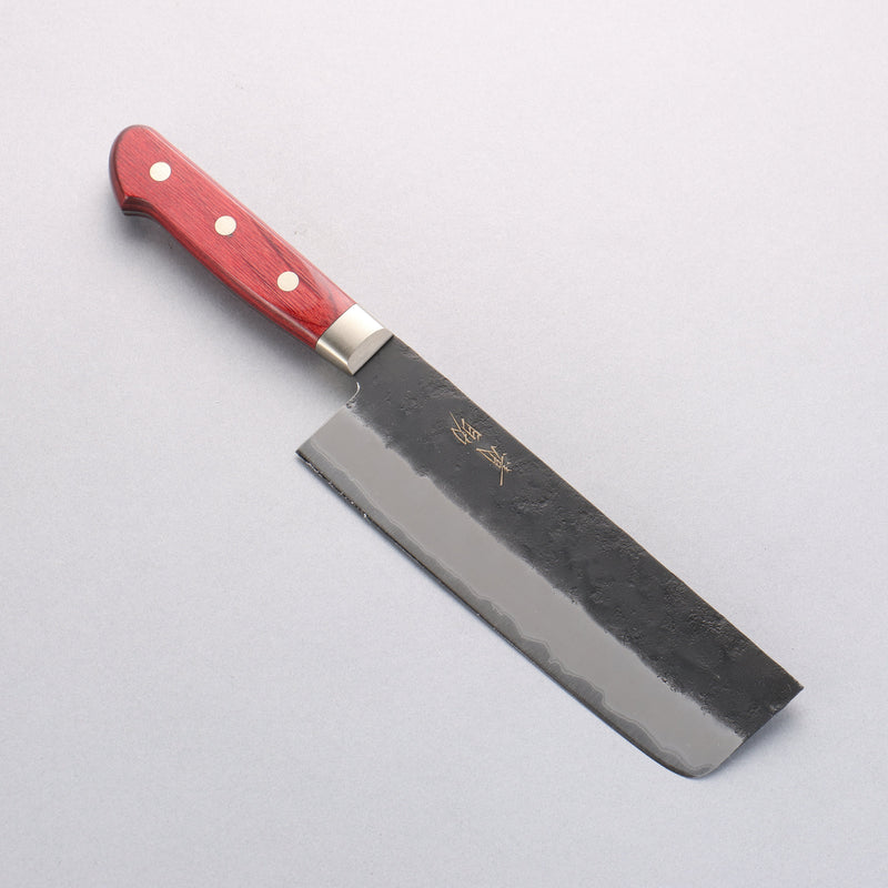Seisuke Kuronashi Blue Super Nashiji Kurouchi Nakiri 165mm Red Pakka wood Handle - Japannywholesale