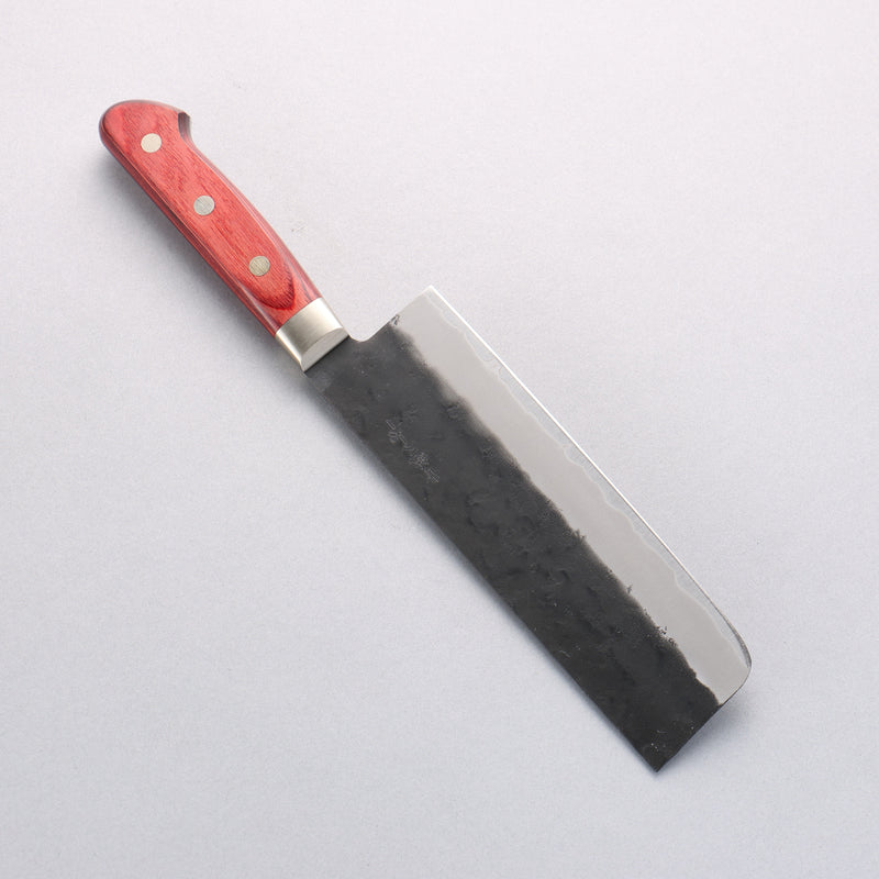 Seisuke Kuronashi Blue Super Nashiji Kurouchi Nakiri 165mm Red Pakka wood Handle - Japannywholesale
