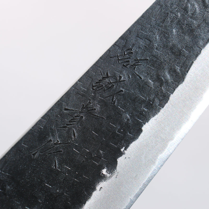 Shigeki Tanaka TEKKA Blue Steel No.2 Kurouchi Hammered(square) Kiritsuke Gyuto 180mm Walnut Handle - Japannywholesale