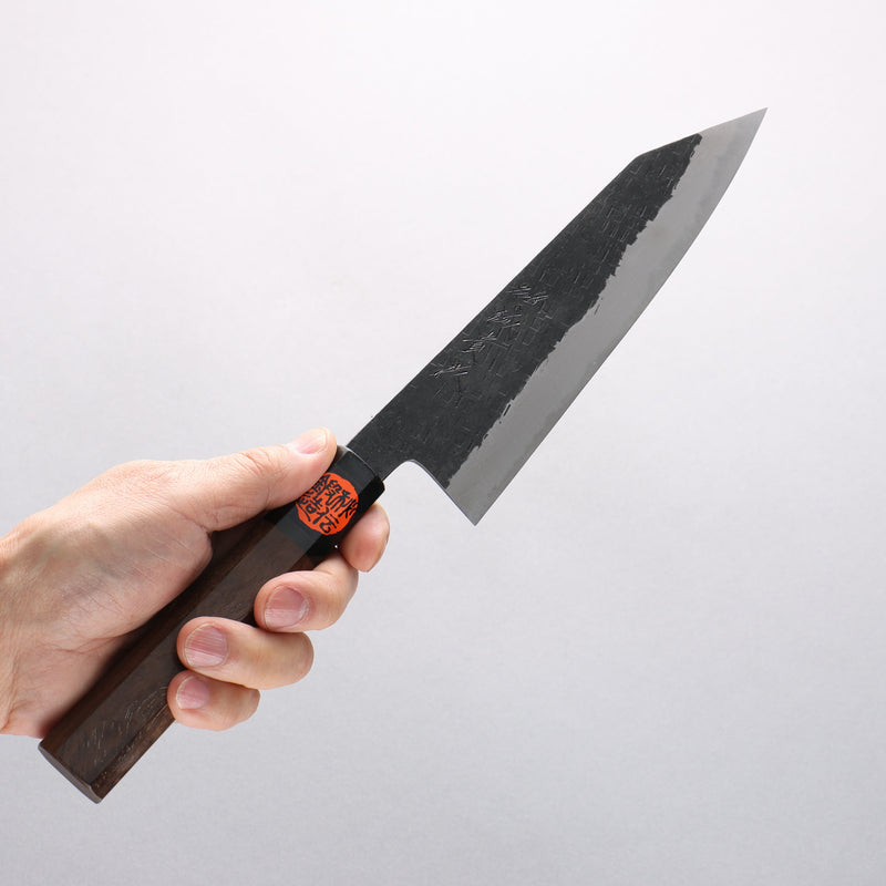 Shigeki Tanaka TEKKA Blue Steel No.2 Kurouchi Hammered(square) Kiritsuke Gyuto 180mm Walnut Handle - Japannywholesale
