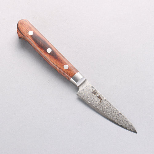 Seisuke Mokusei ZA-18 Mirrored Finish Damascus Petty-Utility 80mm Brown Pakka wood Handle - Japannywholesale