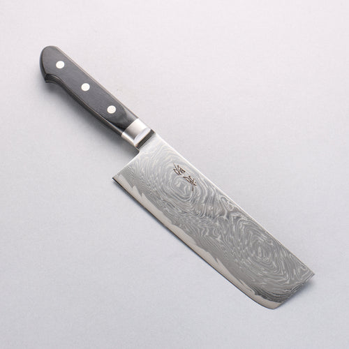 Seisuke Nami AUS10 Mirrored Finish Damascus Nakiri 165mm Black Pakka wood Handle - Japannywholesale