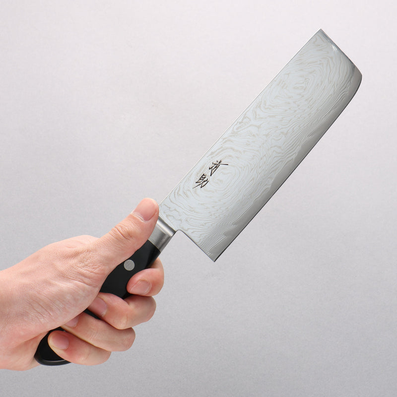 Seisuke Nami AUS10 Mirrored Finish Damascus Nakiri 165mm Black Pakka wood Handle - Japannywholesale