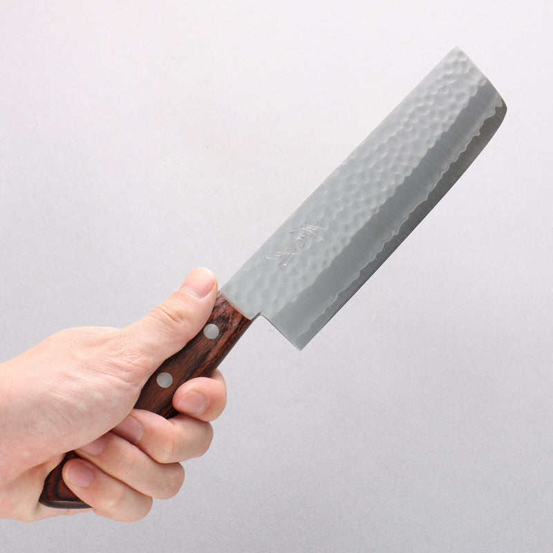 Seisuke VG1 Hammered Nakiri 165mm Mahogany Handle - Japannywholesale