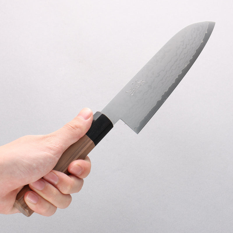 Seisuke VG10 Damascus Santoku 165mm Walnut Handle - Japannywholesale