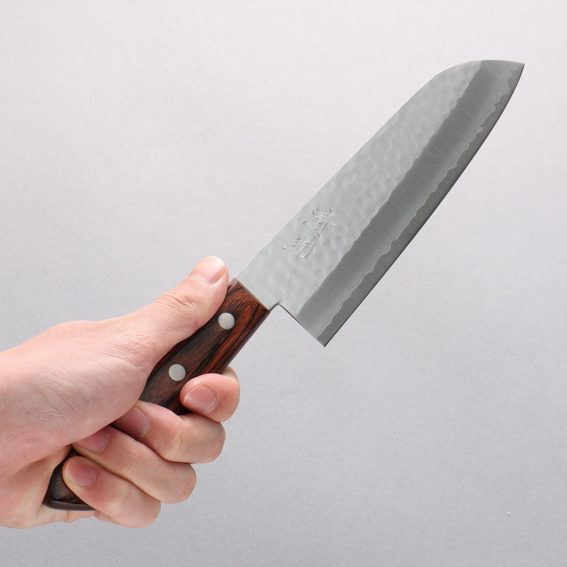 Seisuke VG1 Hammered Santoku 165mm Mahogany Handle - Japannywholesale
