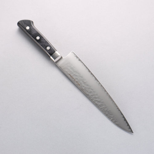 Seisuke VG5 Hammered Kasumitogi Gyuto 210mm Black Pakka wood Handle - Japannywholesale