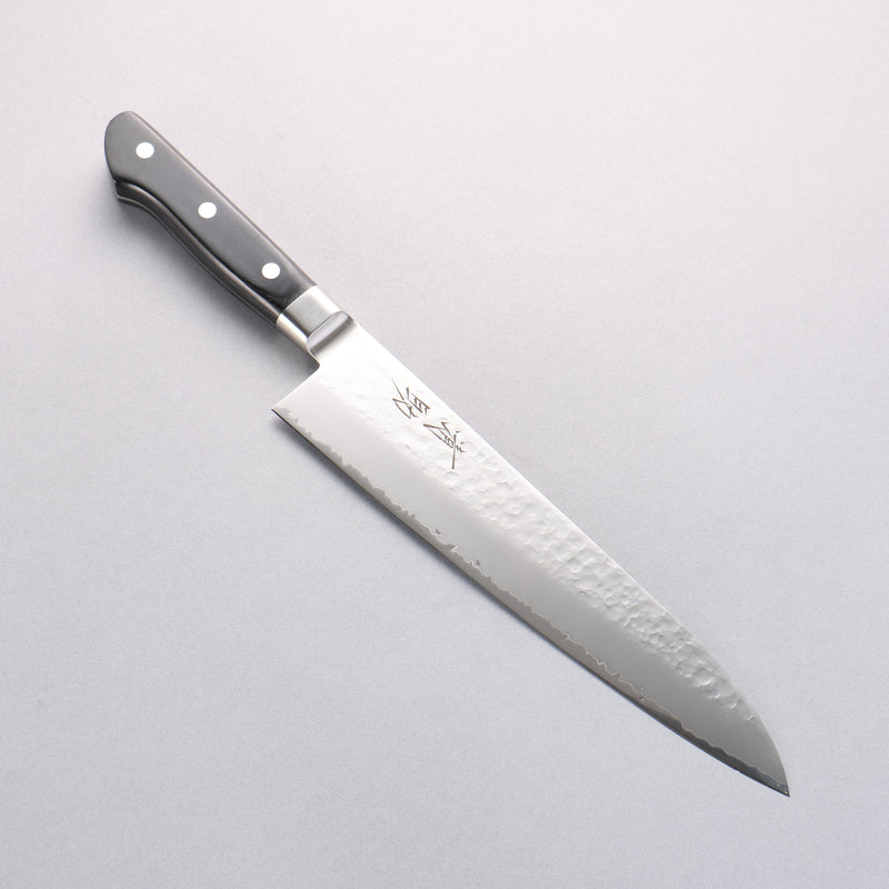 Seisuke VG5 Hammered Kasumitogi Gyuto 240mm Black Pakka wood Handle - Japannywholesale