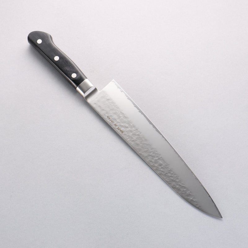 Seisuke VG5 Hammered Kasumitogi Gyuto 240mm Black Pakka wood Handle - Japannywholesale