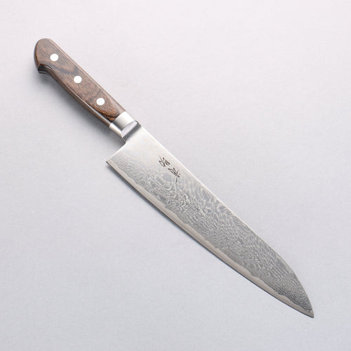 Seisuke Nami AUS10 Mirrored Finish Damascus Gyuto 210mm Brown Pakka wood Handle - Japannywholesale