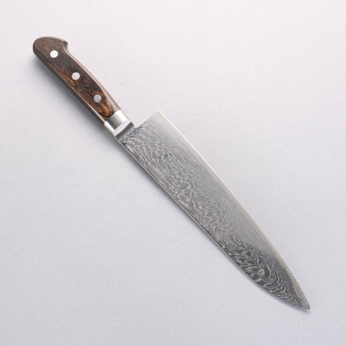 Seisuke Nami AUS10 Mirrored Finish Damascus Gyuto 210mm Brown Pakka wood Handle - Japannywholesale