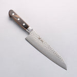 Seisuke AUS8 Hammered Santoku 180mm Brown Pakka wood Handle - Japannywholesale