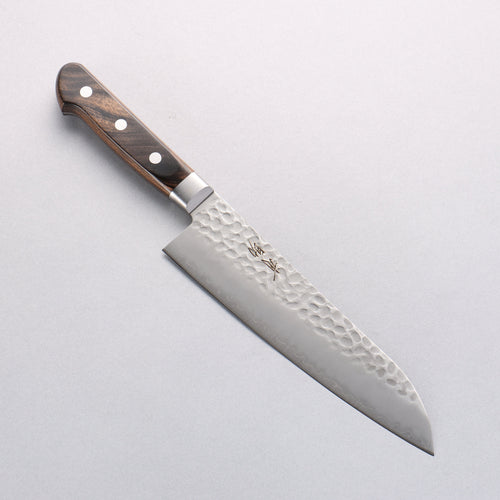 Seisuke AUS8 Hammered Santoku 180mm Brown Pakka wood Handle - Japannywholesale