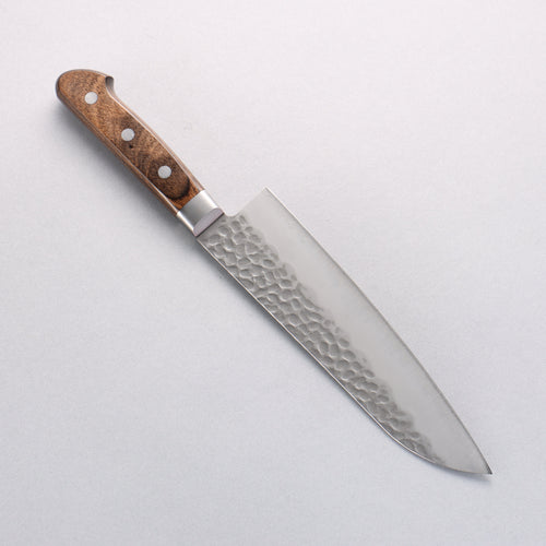 Seisuke AUS8 Hammered Santoku 180mm Brown Pakka wood Handle - Japannywholesale