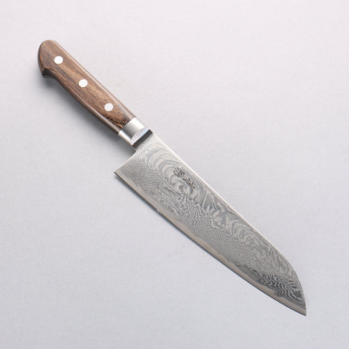 Seisuke Nami AUS10 Mirrored Finish Damascus Santoku 180mm Brown Pakka wood Handle - Japannywholesale