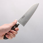Seisuke Nami AUS10 Mirrored Finish Damascus Santoku 180mm Brown Pakka wood Handle - Japannywholesale