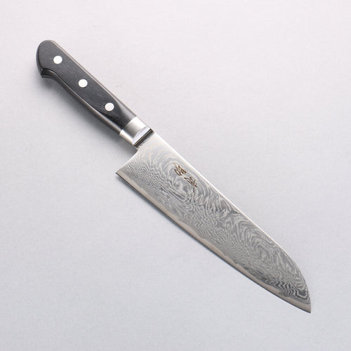 Seisuke Nami AUS10 Mirrored Finish Damascus Santoku 180mm Black Pakka wood Handle - Japannywholesale