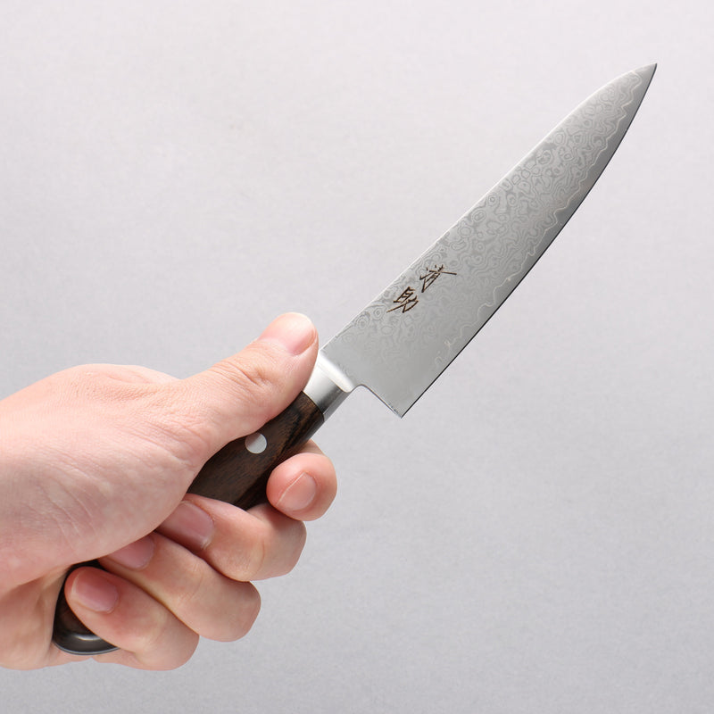 Seisuke VG10 33 Layer Damascus Petty-Utility 135mm Brown Pakka wood Handle - Japannywholesale