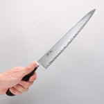 Seisuke Kagami2 AUS10 Mirrored Finish Damascus Sujihiki 240mm Brown Pakka wood Handle - Japannywholesale