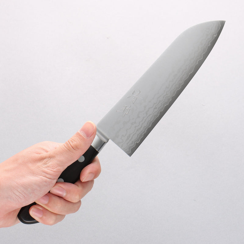 Seisuke VG10 Damascus Santoku 165mm Black Pakka wood Handle - Japannywholesale