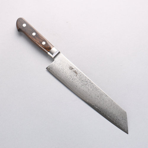 Seisuke VG10 33 Layer Mirrored Finish Damascus Kiritsuke Gyuto 210mm Brown Pakka wood Handle - Japannywholesale