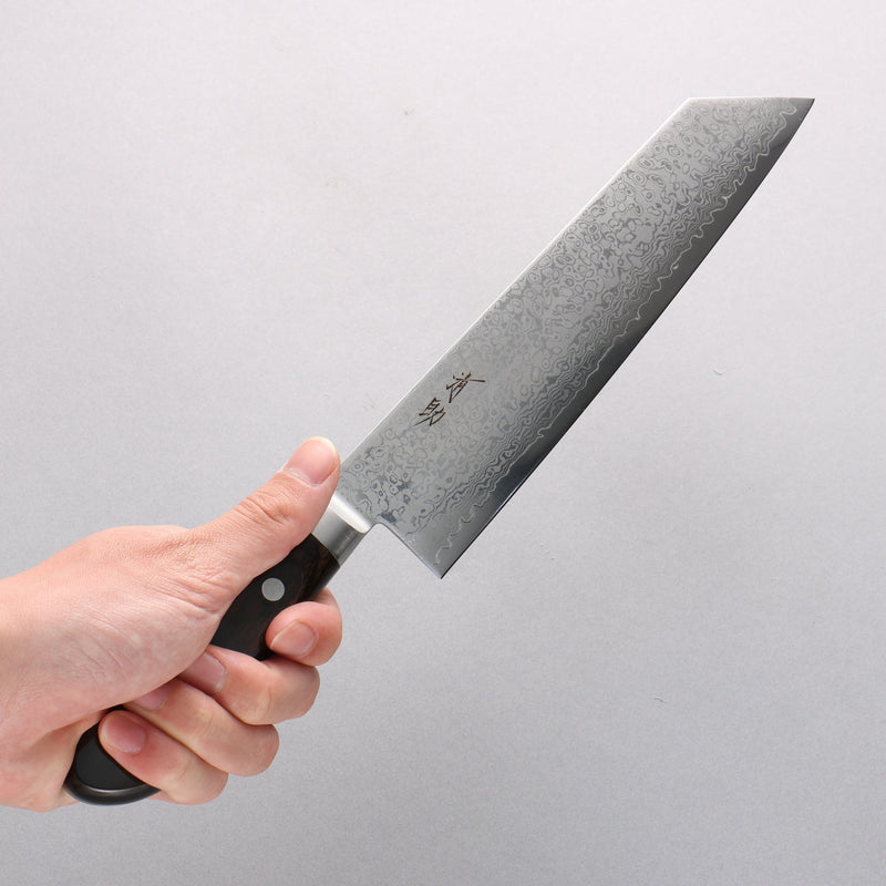 Seisuke VG10 33 Layer Mirrored Finish Damascus Kiritsuke Gyuto 210mm Brown Pakka wood Handle - Japannywholesale