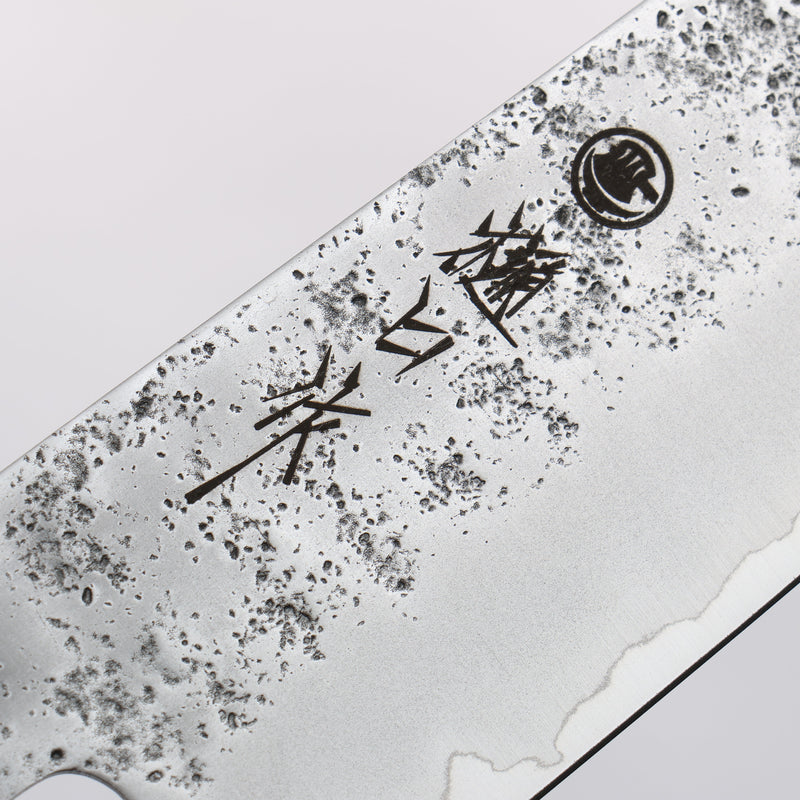 Higuchi Silver Steel No.3 Nashiji Kiritsuke Santoku 180mm Black Pakka wood Handle - Japannywholesale