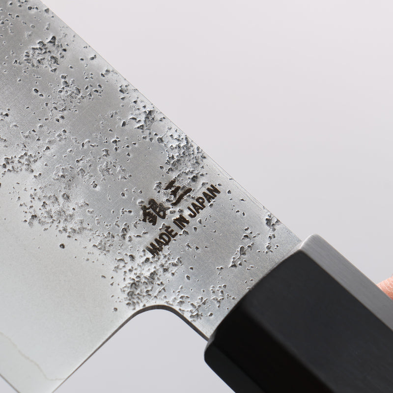 Higuchi Silver Steel No.3 Nashiji Kiritsuke Santoku 180mm Black Pakka wood Handle - Japannywholesale