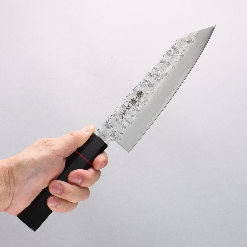 Higuchi Silver Steel No.3 Nashiji Kiritsuke Santoku 180mm Black Pakka wood Handle - Japannywholesale