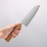 Seisuke Silver Steel No.3 Migaki Finished Santoku 165mm Oak Handle - Japannywholesale