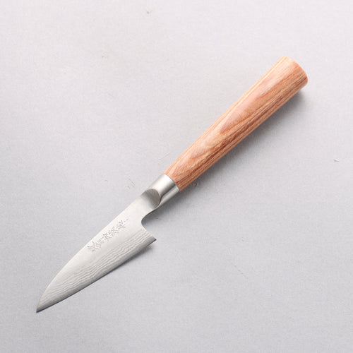 Kamo Hamono VG10 Damascus Petty-Utility 80mm Brown Pakka wood Handle - Japannywholesale