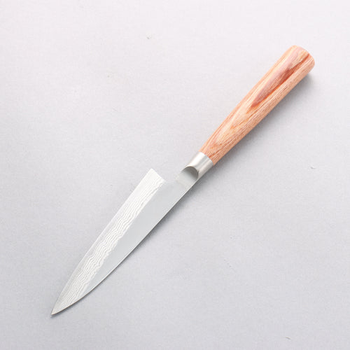Kamo Hamono VG10 Damascus Petty-Utility 120mm Brown Pakka wood Handle - Japannywholesale