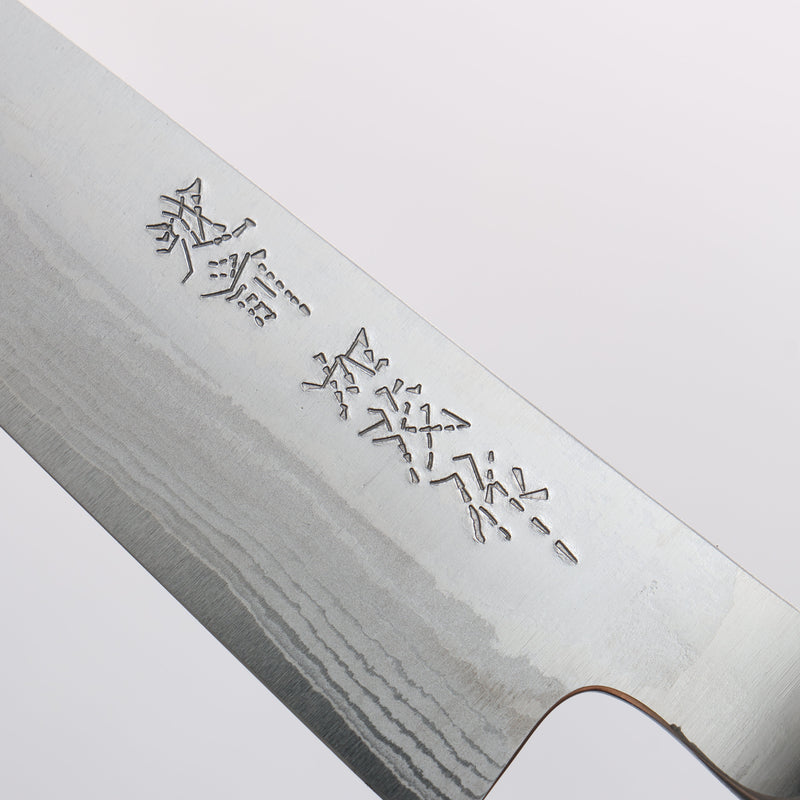 Kamo Hamono VG10 Damascus Petty-Utility 120mm Brown Pakka wood Handle - Japannywholesale