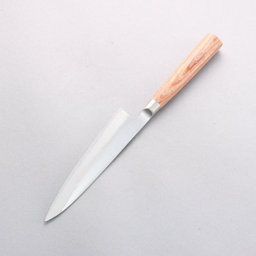 Kamo Hamono VG10 Damascus Petty-Utility 150mm Brown Pakka wood Handle - Japannywholesale