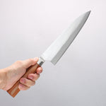 Kamo Hamono VG10 Damascus Gyuto 210mm Brown Pakka wood Handle - Japannywholesale