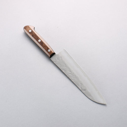 Seisuke Silver Steel No.3 Nashiji Santoku 180mm Brown Pakka wood Handle - Japannywholesale