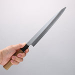 Minamoto Akitada Blue Steel No.2 Yanagiba 240mm Magnolia (Ferrule: Water Buffalo Horn) Handle - Japannywholesale
