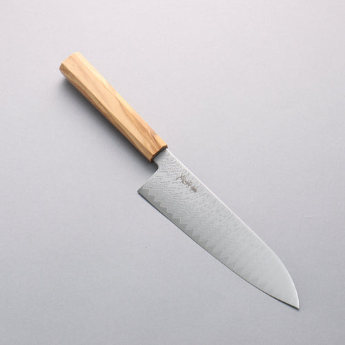 Kanjyo VG10 Damascus Santoku 180mm Olive tree Handle - Japannywholesale