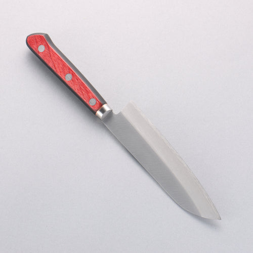 Seisuke Blue Super Migaki Finished Small Santoku 140mm Red and Black Pakka wood Handle - Japannywholesale
