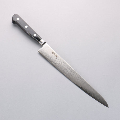 Seisuke VG10 33 Layer Mirrored Finish Damascus Sujihiki 240mm Black Pakka wood Handle - Japannywholesale