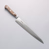 Seisuke Nami AUS10 Mirrored Finish Damascus Sujihiki 240mm Brown Pakka wood Handle - Japannywholesale