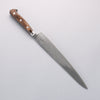 Seisuke Nami AUS10 Mirrored Finish Damascus Sujihiki 240mm Brown Pakka wood Handle - Japannywholesale