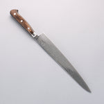 Seisuke Nami AUS10 Mirrored Finish Damascus Sujihiki 240mm Brown Pakka wood Handle - Japannywholesale