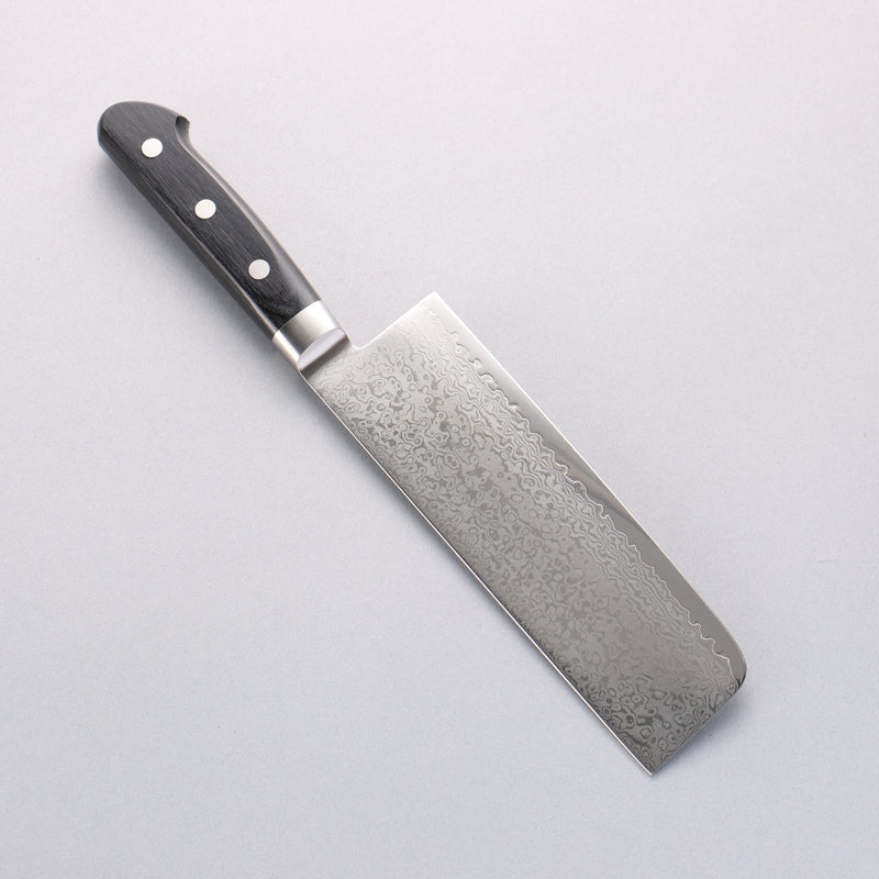Seisuke VG10 33 Layer Mirrored Finish Damascus Nakiri 165mm Black Pakka wood Handle - Japannywholesale
