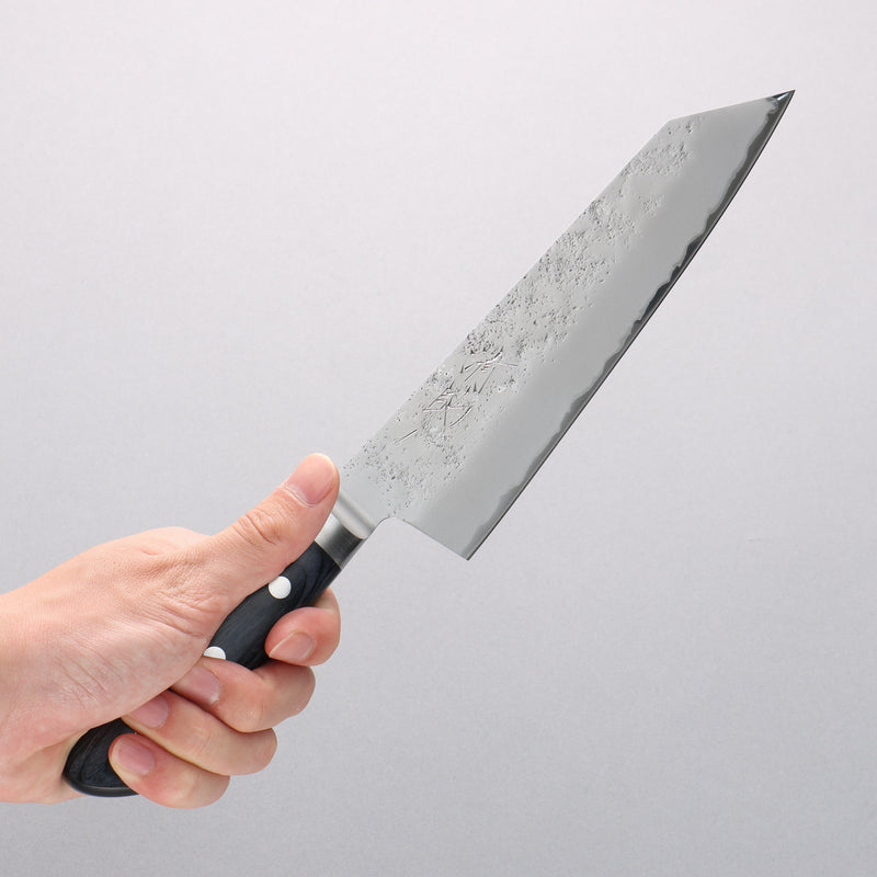 Seisuke Blue Steel No.2 Nashiji Kiritsuke Santoku 195mm Navy blue Pakka wood Handle - Japannywholesale
