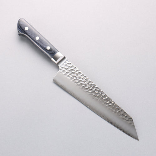Seisuke Aotsuchi AUS10 Hammered Kiritsuke Santoku 195mm Navy blue Pakka wood Handle with Sheath - Japannywholesale